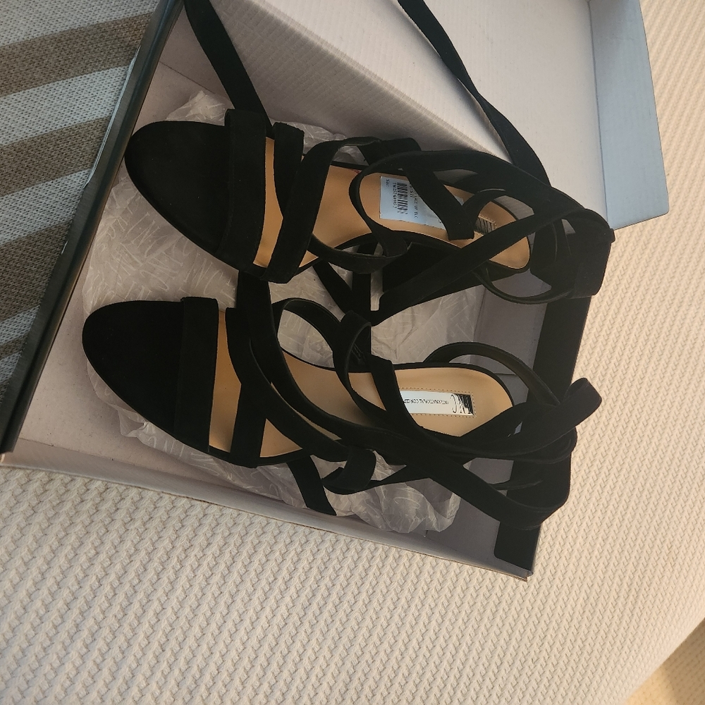 INC Suede Black Sandals